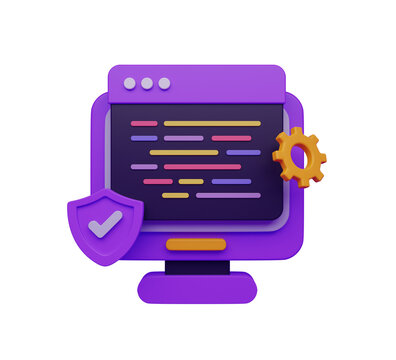 3D Render web development or software development or web design coding and programming with syntax code