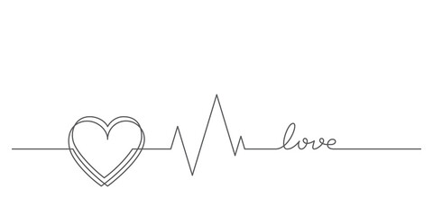 heart beat pulse love concepts decorative line art illustration