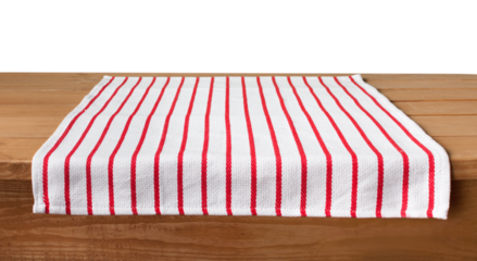 Empty wooden table with color tablecloth