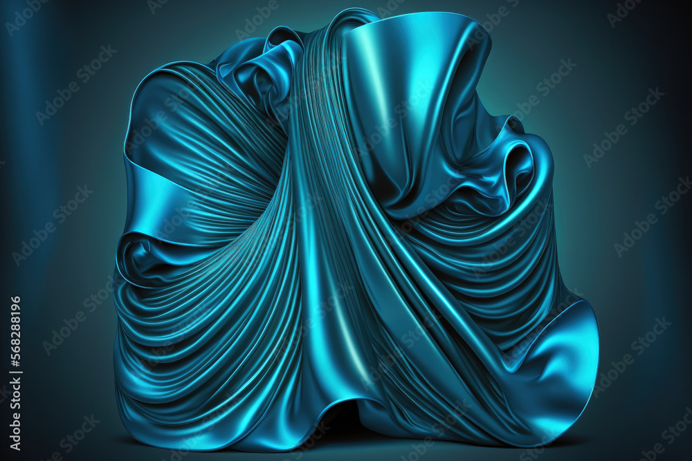 Canvas Prints Background, pattern, and texture blue pleated cloth. A light, glossy, and lovely fabric called a folded satin with a shining finish enhances the design's chic and opulent appeal. Generative AI