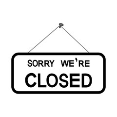 Closed sign icon on transparent background.