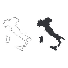 Italy map icon set, vector Italy silhouette icon
