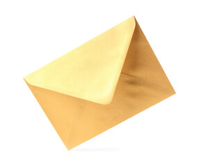 Golden paper envelope on white background