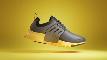 Dynamic lighting in a concept turnaround product presentation shoe. 3D rendering.