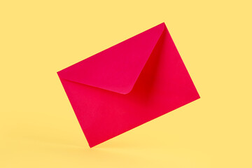 Red paper envelope on yellow background