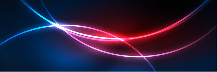 Blue neon glowing lines, magic energy space light concept, abstract background wallpaper design