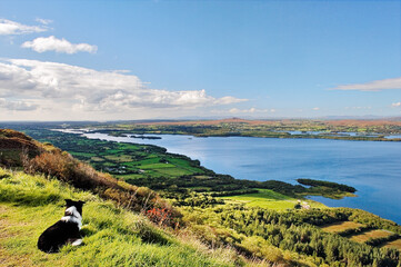 Lower Lough Erne from Cliffs of Magho looking west over County Fermanagh near Beleek Enniskillen...
