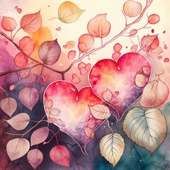 Valentines Day Artistic Watercolor for a Beautiful background (generative AI)