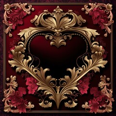 Designer Valentine's Day Artistic Baroque for a Beautiful Border Art Background Design (generative AI)