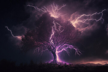 lightning strike in the night sky
