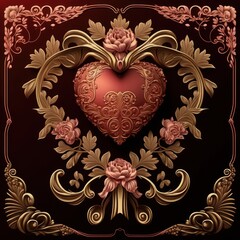 Valentines Day Artistic Baroque for a Beautiful holiday letter background (generative AI)