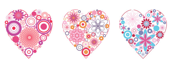 geometry flower circle pattern in hearts shape icon vector illustrations EPS10
