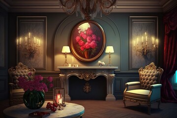 Valentines Day Artistic Oil Painting for a Beautiful interior design (generative AI)