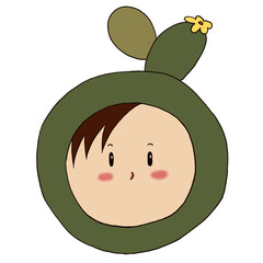 cute face with mini cactus