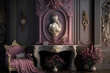 Valentines Day Artistic Rococo for a Beautiful interior design (generative AI)