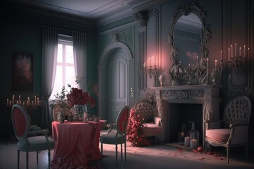 Fototapeta na wymiar Valentines Day Artistic Tenebrism for a Beautiful interior design (generative AI)