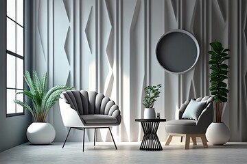 Stylish 3D Wall Mock-up in a Modern Interior Background