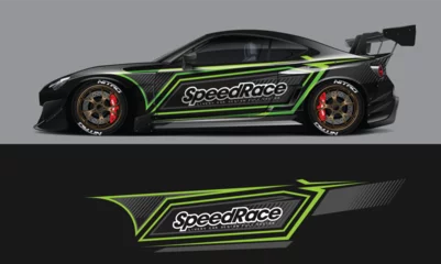 Rollo  car livery design vector. Graphic abstract stripe racing background designs for wrap © susi