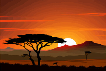 Africa background Abstract landscape illustration vector graphic