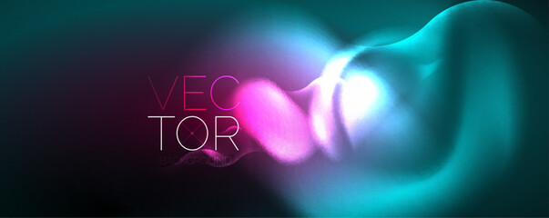 Neon glowing waves, magic energy space light concept, abstract background wallpaper design