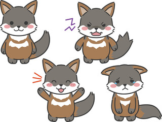 ハイイロギツネの表情セット（２足）