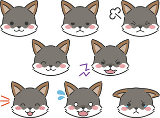 Fototapeta premium ハイイロギツネの顔アイコンセット