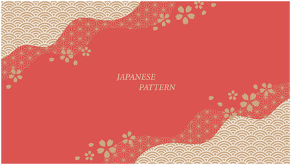 和柄の背景イラスト　赤