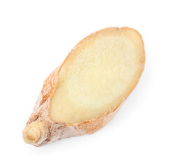 Piece of fresh ginger isolated on white background