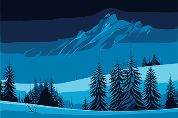Abstract winter landscape illustration vector graphic