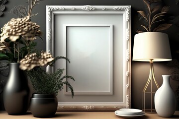 Home Interior Background with Frame Mockup in 3D Render