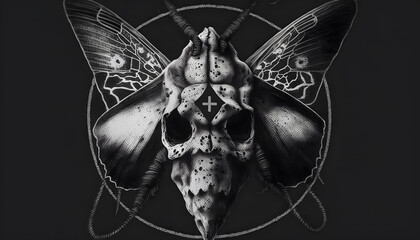 skull that forms a moth, terrifying illustration
