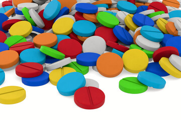 falling tablets on white background. Isolated 3D illustration