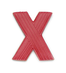 Tasty cookie in shape of letter X on white background. Valentine's Day celebration