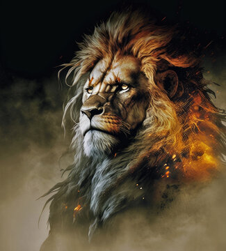portrait of a stoic majestic lion
