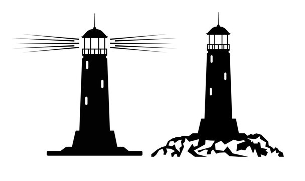 The silhouette of the lighthouse