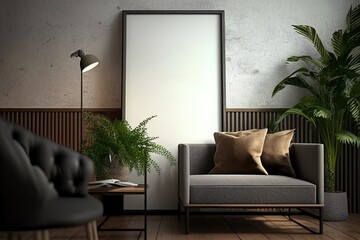 Home Design with a Poster Frame Mock-Up 3D Render 