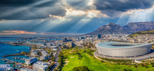 aerial view of Cape Town city in Western Cape province in South Africa
