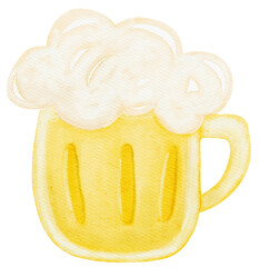 watercolour jug of beer cartoon hand painting - obrazy, fototapety, plakaty