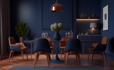 A Dark Blue Dining Room