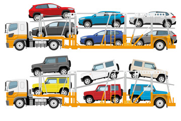 ディーラーへ車を搬送中のキャリアカー