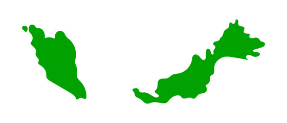 Malaysia Map Icon. Malay Peninsula and Borneo. Vector.
