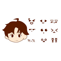 vector premium l cute character of different faces and expressions.