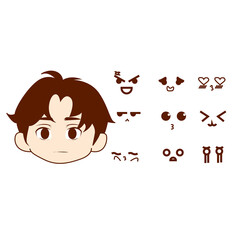 vector premium l cute character of different faces and expressions.