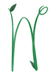 leaf alphabet watercolor number w