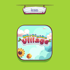 Vector illustration icon Ukrainian village