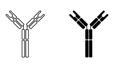 Antibody molecule with outline and glyph style icon vector 