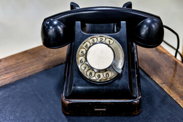 an old vintage phone in a museum