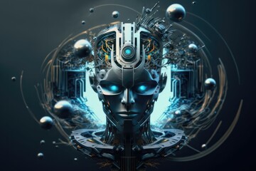 3D Artificial Intelligence Concept. 3D rendering conceptual image. Generative AI