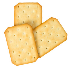 Top view of rectangle biscuits isolated on white background. Season's greetings.