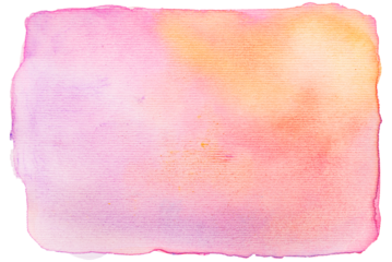 Cutout pink, red and orange watercolor paint on paper design element.